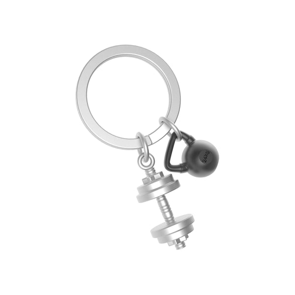 Metalmorphose Dumbbell & Kettlebell Gym Keyring - Brambles Gift Shop