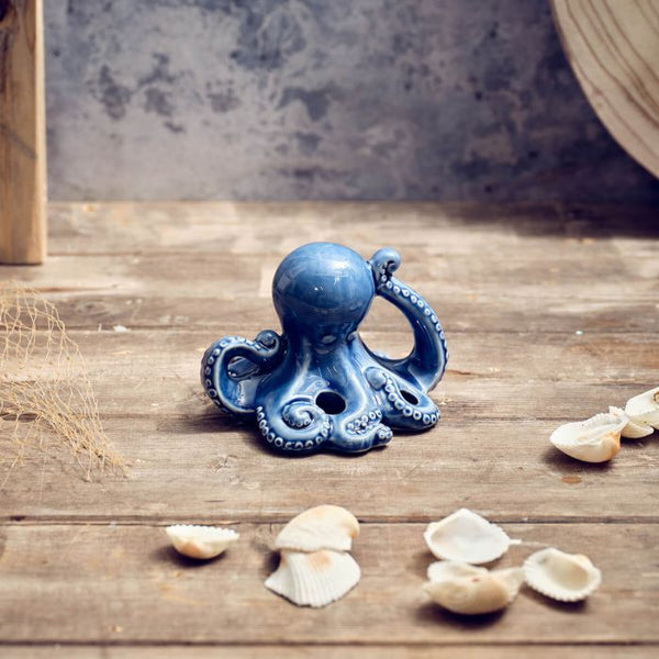 Navy Blue Octopus Ceramic Ornament