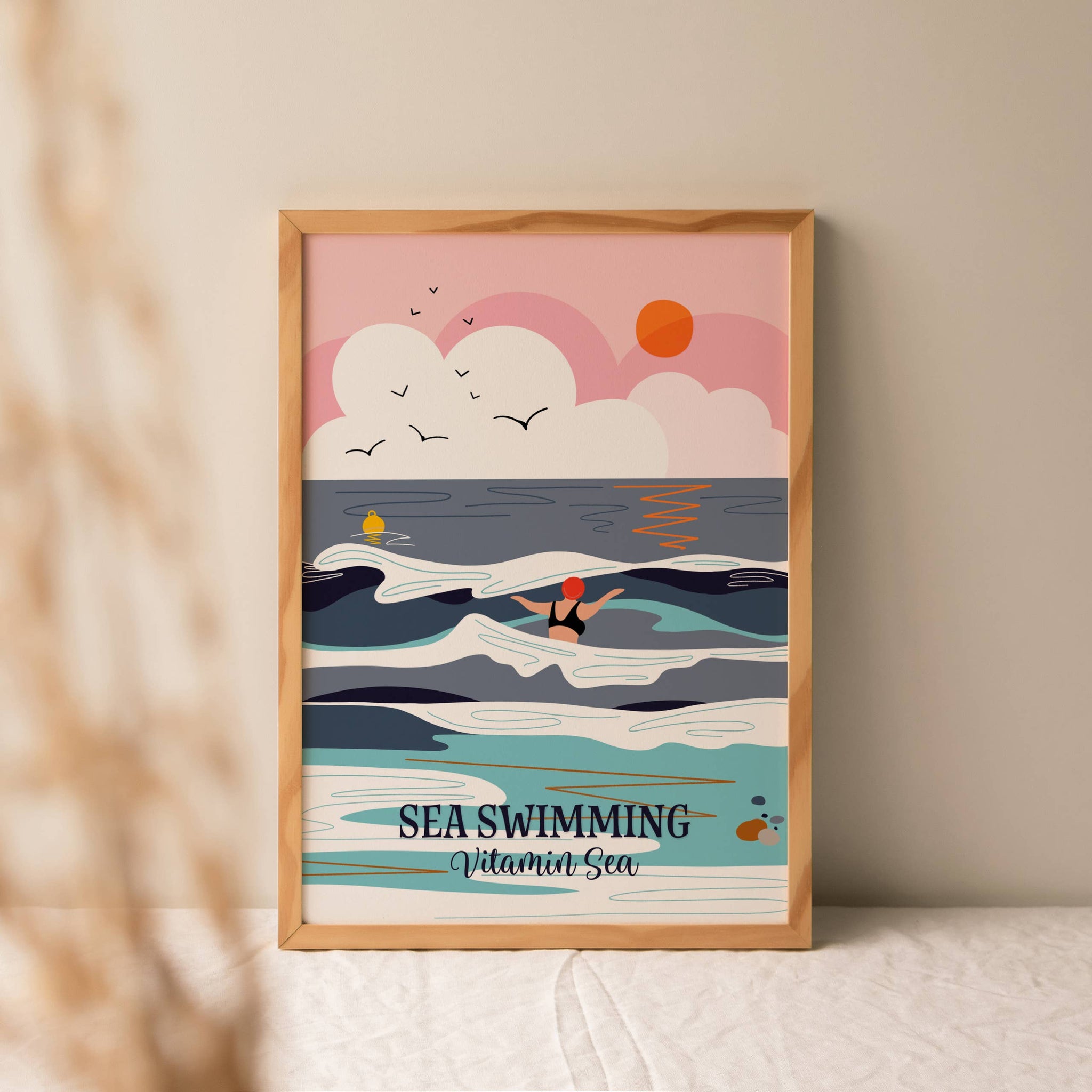 Sea swimming Vitamin Sea poster print - coastal decor