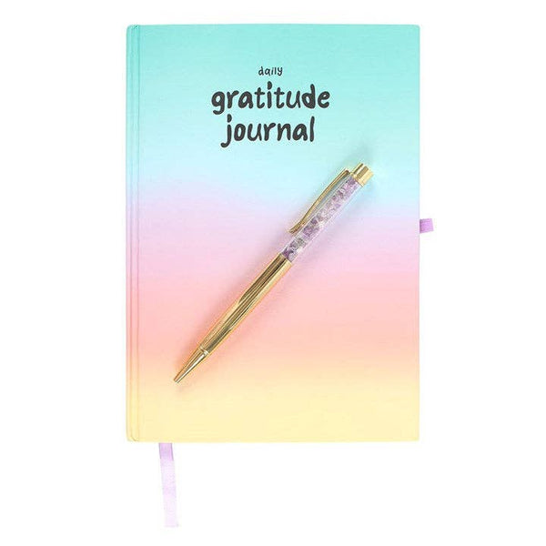 Multicoloured Gratitude Journal with Amethyst Pen - Brambles Gift Shop