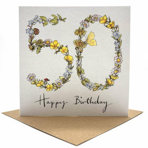 50th Birthday Card - Wildflower