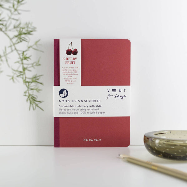 Notebook A5 Recycled - Sucseed Cherry Husk - Brambles Gift Shop