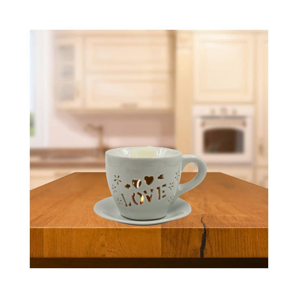 Tea Cup And Saucer Tealight / Melt Burner - Brambles Gift Shop