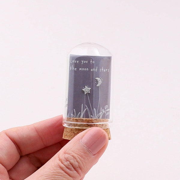 Crystal Star and Moon Sterling Silver Earrings