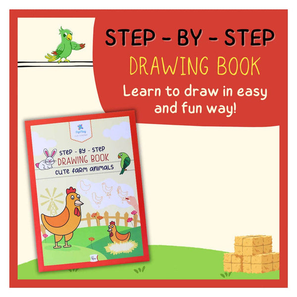 PEPPLAY Step-By-Step Drawing Book - Cute Farm Animals