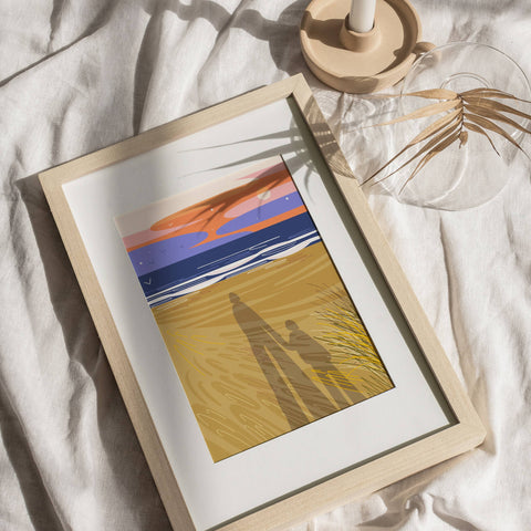 Mother and child shadow selfie print