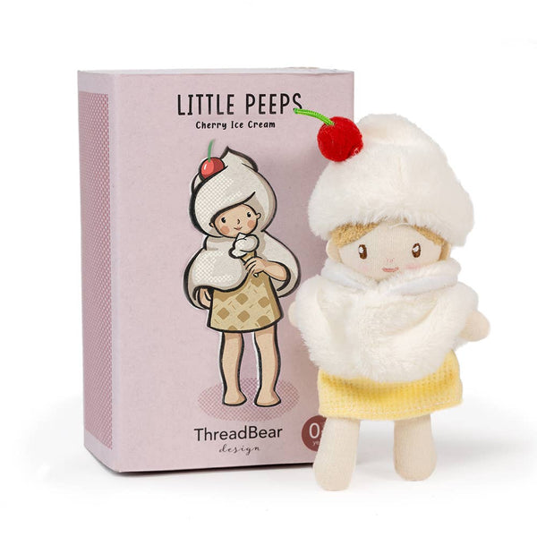 ThreadBear Little Peeps Cherry Ice Cream -Matchbox doll 12cm - Brambles Gift Shop