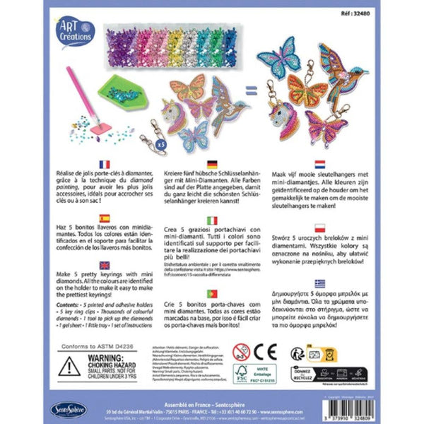 Diamond Art Keyring Craft Kit for Kids – DIY Key Chains