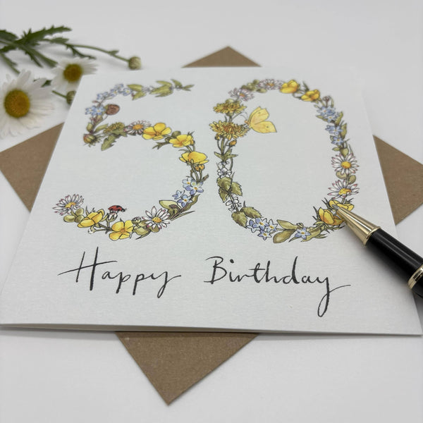 50th Birthday Card - Wildflower