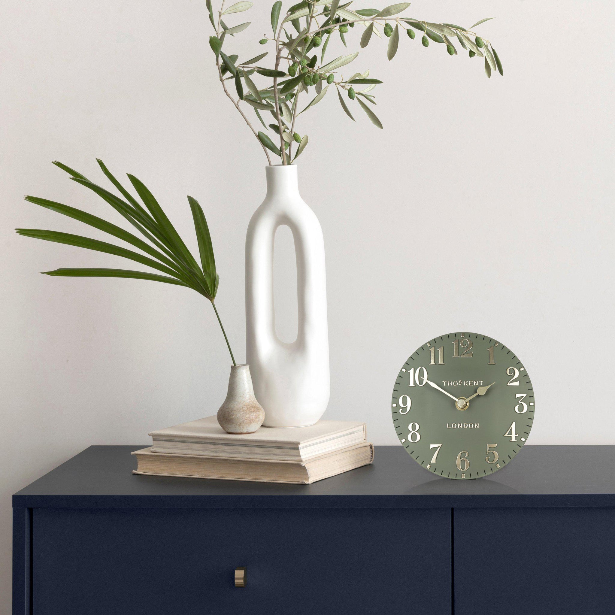 6" Arabic Mantel Clock Linchen Green - Brambles Gift Shop