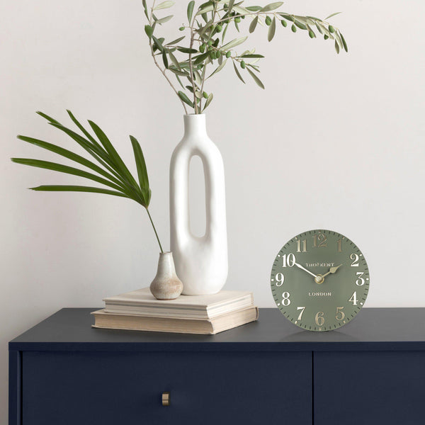 6" Arabic Mantel Clock Linchen Green - Brambles Gift Shop