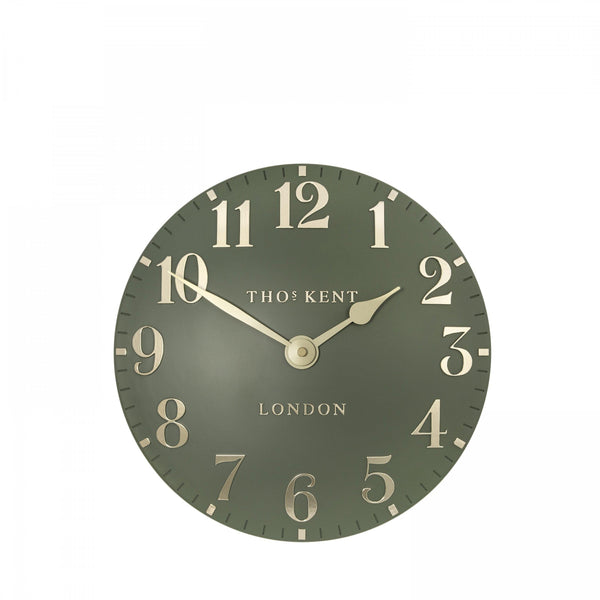 12" Arabic Wall Clock Linchen Green - Brambles Gift Shop