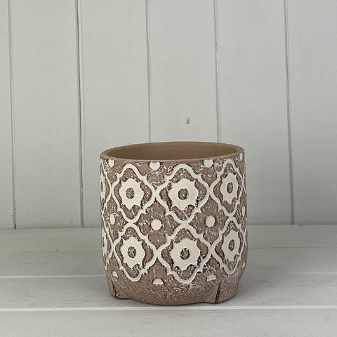 Floral Cement Plant Pot