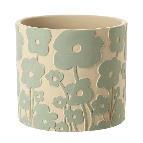 Blue Poppy Flower Cement Pot - Brambles Gift Shop