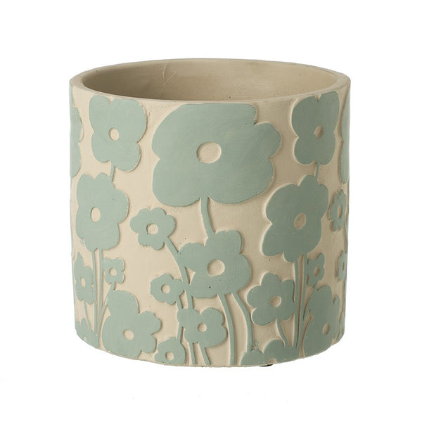 Blue Poppy Flower Cement Pot - Brambles Gift Shop