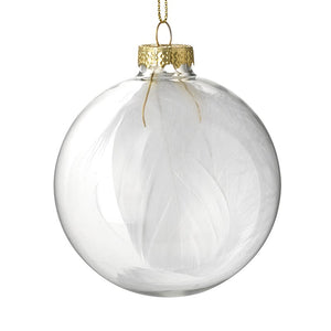 White Feather Bauble - Brambles Gift Shop