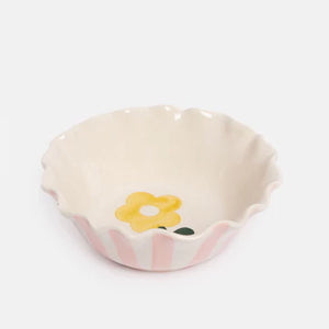 Caroline Gardner Pink Scallop Bowl with Flower