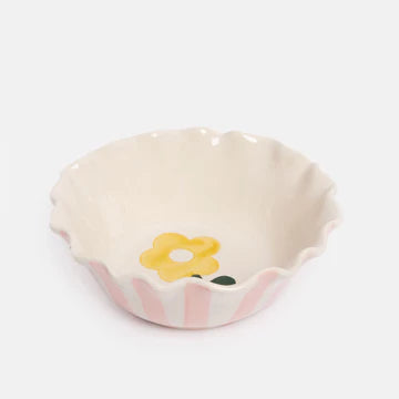 Caroline Gardner Pink Scallop Bowl with Flower