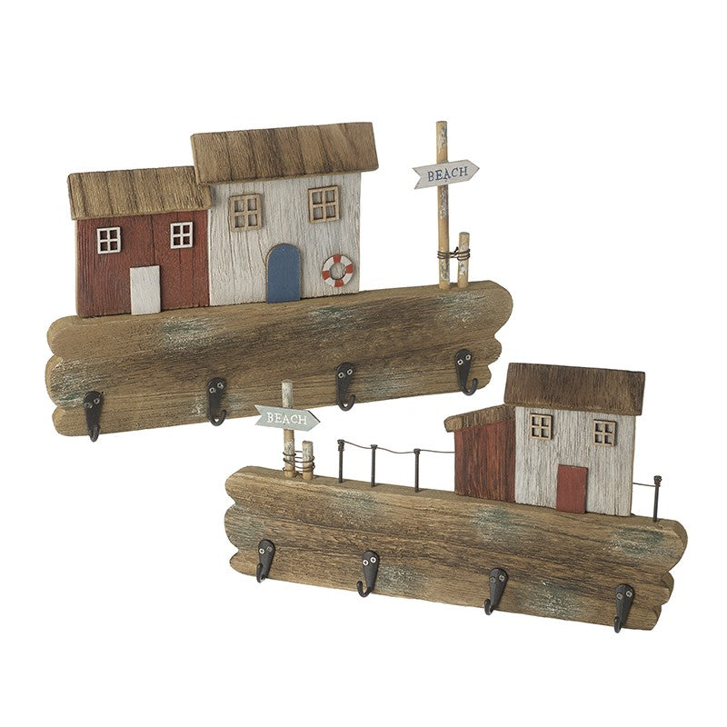 Wooden Seaside Scene Wall Hook - Brambles Gift Shop