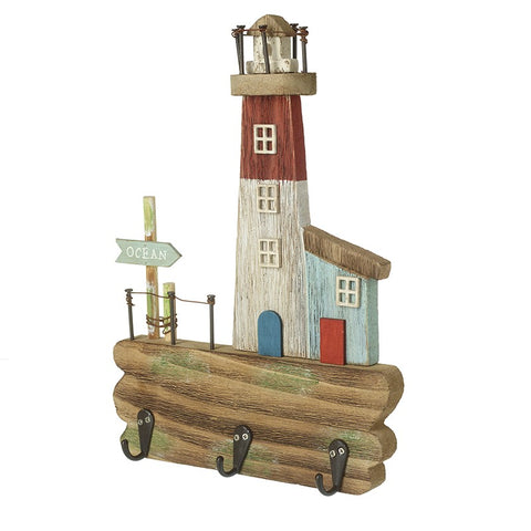 Wooden Lighthouse Wall Hook - Brambles Gift Shop