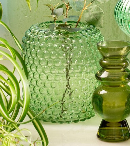 Green Glass Bobble Vase - Brambles Gift Shop