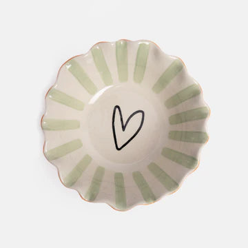 Caroline Gardner Orange and Green Scalloped Heart Bowl