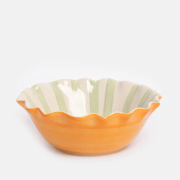 Caroline Gardner Orange and Green Scalloped Heart Bowl