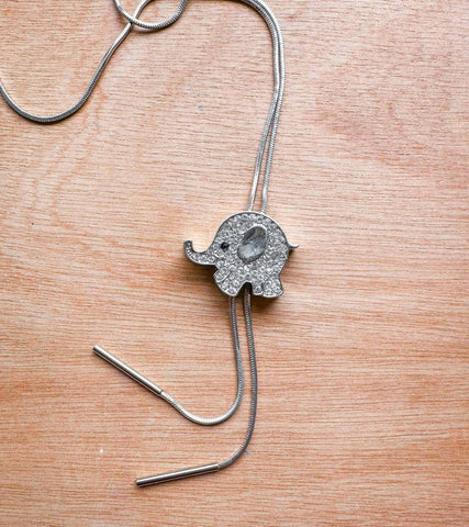 Diamante Elephant Silver Necklace - Brambles Gift Shop