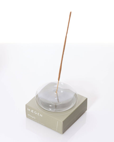 Dimple - Hand Blown Glass Incense Holder Grey - Brambles Gift Shop