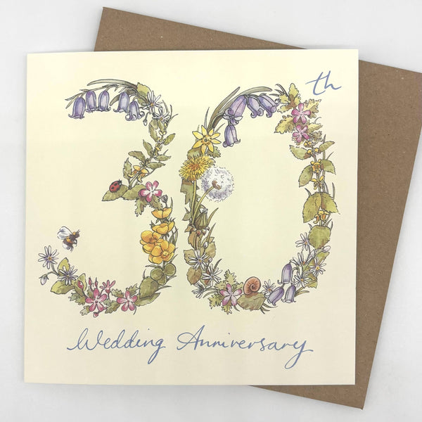 30th Anniversary Card - Wildflowers