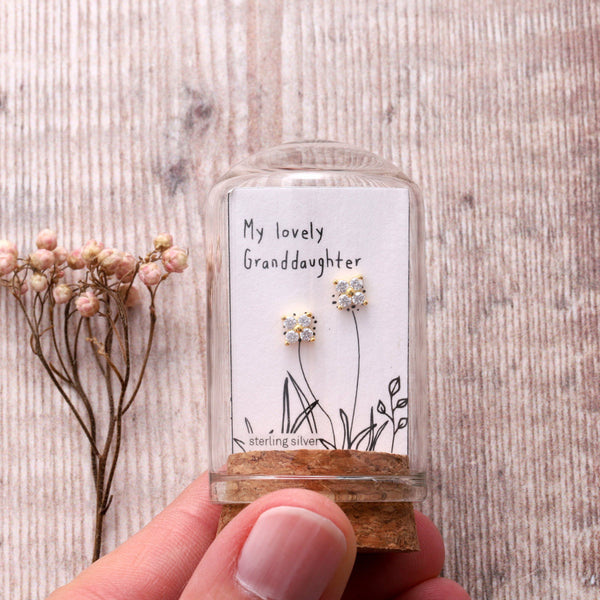 MY LOVELY GRANDDAUGHTER Sparkle earrings /GOLD