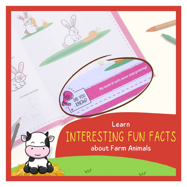 PEPPLAY Step-By-Step Drawing Book - Cute Farm Animals