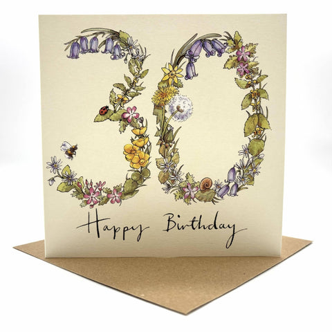30th Birthday Card - Wildflower