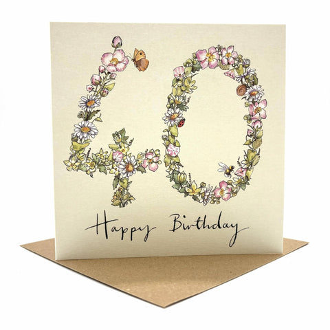 40th Birthday Card - Wildflower