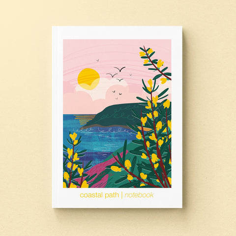 A5 notebook Coastal path blank inside with line sheet insert