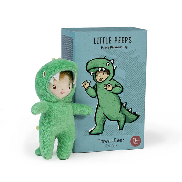 ThreadBear Little Peeps Danny Dinosaur - Matchbox doll 12cm - Brambles Gift Shop