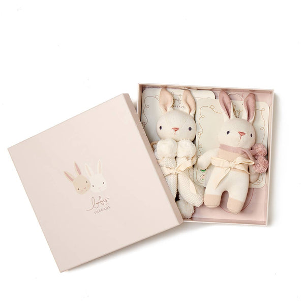 Baby Threads Cream Gift Set - Organic Rattle + Comforter