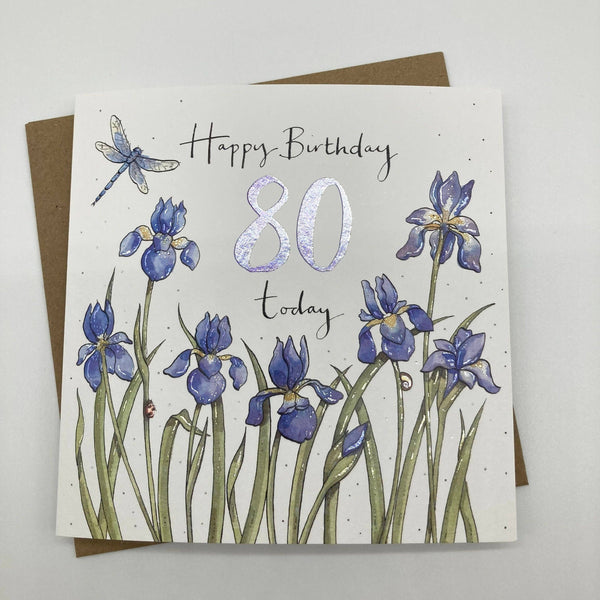 80th Birthday Card - Irises