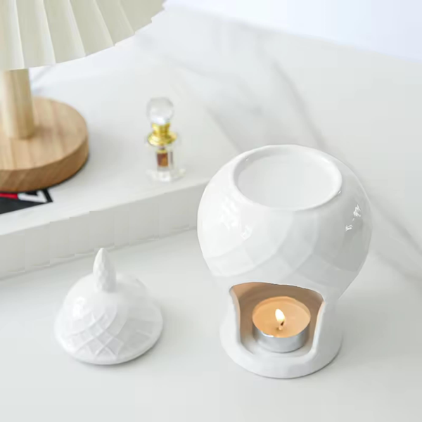 White Ceramic Ginger Jar Wax Melt/Oil Burner - Brambles Gift Shop