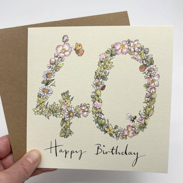 40th Birthday Card - Wildflower