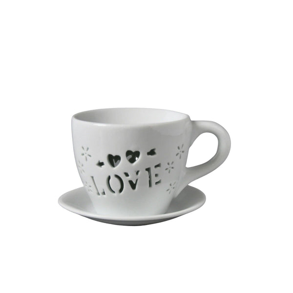 Tea Cup And Saucer Tealight / Melt Burner - Brambles Gift Shop