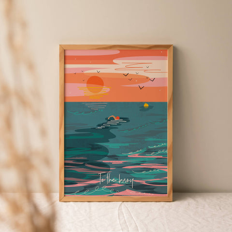 Sea swimming print coastal print seaside print wild swimming