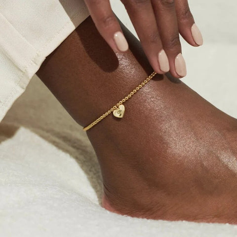 Gold Hammered Heart Anklet - Brambles Gift Shop