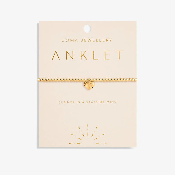 Gold Hammered Heart Anklet - Brambles Gift Shop
