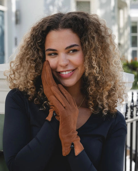 Gloves With Buttons Burnt Spice