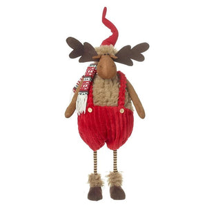 Large Moose In Red Dungarees - Brambles Gift Shop
