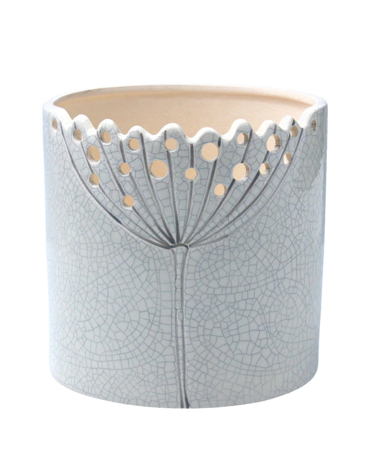 White Crackle Flower Plant Pot - Brambles Gift Shop