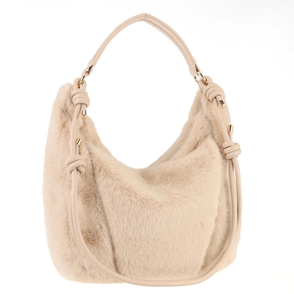 Large Linen Fur Effect Bag