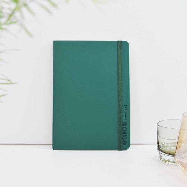 A5 recycled leather notebook - ETHOS emerald green