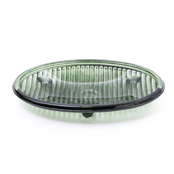 Green ribbed soap dish glass design 6PK - Brambles Gift Shop